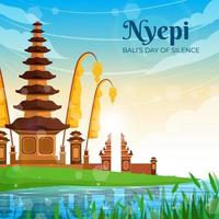 Nyepi Day Landscape Background vector