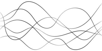 Abstract curved wavy black long lines vector