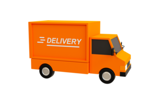 3d cartoon Delivery truck. products delivery vehicle. Parcels transportation car. 3d rendering illustration. png