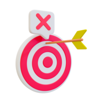 3d minimal missed the target concept. financial target goal concept. strategy achievement failed. mission unsuccessful. 3d illustration. png