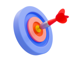 3d minimal financial target goal concept. strategy achievement. achieved the goal. The next aspiration. wealth planning strategy concept. Dart hit at the target at the dartboard. 3d illustration. png