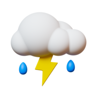 3d minimal Weather forecast concept. Rain with Thunderstorms weather icon. 3d illustration. png