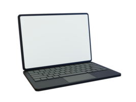 3d mínimo blanco pantalla ordenador portátil Bosquejo. ordenador portátil pantalla monitor modelo. ordenador portátil con un blanco blanco pantalla. 3d ilustración. png