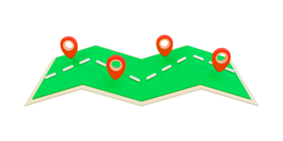 3d cartone animato prodotti consegna. pacchi trasporto. merce distribuzione. posizione marchio per merce logistica processi. un' carta geografica con un' Posizione icona. 3d interpretazione illustrazione. png