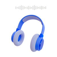 3d music listening concept. Listen to music online with wireless technology. hot chart music. A wireless headphone with a sound wave. 3d rendering illustration.