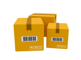 3d minimal produit livraison. colis transport. des biens distribution. une pile de cartons. 3d le rendu illustration. png