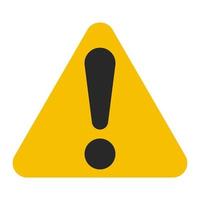 Triangle yellow icon, danger symbol sign, alert exclamation point attention vector