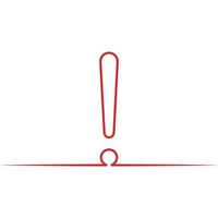 One line exclamation mark attention icon, important information alert exclaim vector