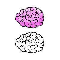 Brain icon in hand drawn doodle style. Reflection and thoughts. Internal organ of the head. Cartoon illustration vector