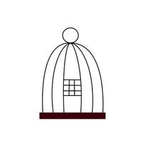 Bird cage with lock. Closed birdcage of lines. Bird house. Doodle cartoon vector