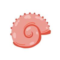 Spiral shell of snail or mollusk. Simple doodle cartoon illustration. Decoration of aquarium and nature. vector