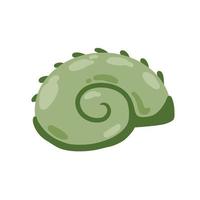 Spiral shell of snail or mollusk. Simple doodle cartoon illustration. Decoration of aquarium and nature. vector