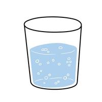 vaso de agua. taza de líquido azul. bebida refrescante. dibujos animados de contorno de fideos. ilustración moderna de moda vector