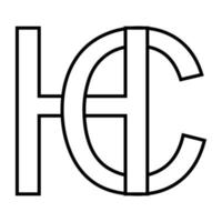 logo firmar hc ch icono, nft entrelazado letras C h vector