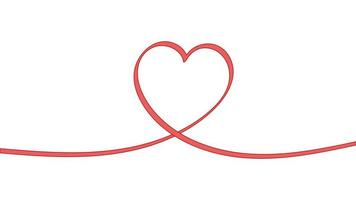 Red heart drawn thin pen, love wedding doodle, sketch valentine vector