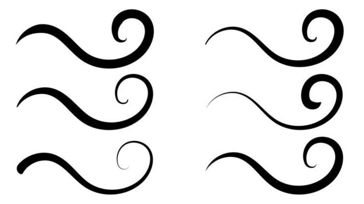 Wave sea line doodle curl water, ocean sketch outline curve