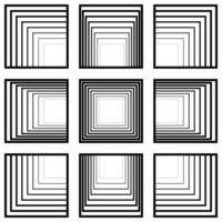 Set of window squares with perspective tending to the center, vector perspective concept tunnel transition to center