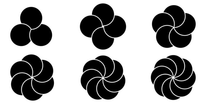 Set round infographic elements, vector flower petals segments of a circle template for the visualization of complex information data