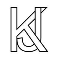 logo firmar kj jk, icono doble letras logotipo j k vector