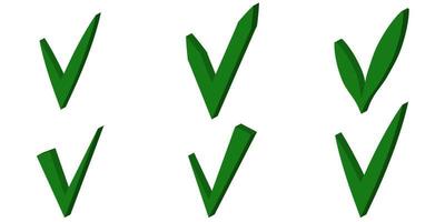 Set Green 3D checkmark OK sign, vector checkmark sign approval elections