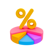 3d minimaal speciaal korting aanbod icoon. flash uitverkoop. speciaal groot uitverkoop bieden. procent teken Aan top van taart grafiek. 3d illustratie. png