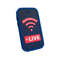 3d minimal live selling icon. Livestream selling. Online marketing strategy. Smartphone with a live icon and signal icon. 3d illustration. png