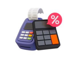 3d minimal Special discount offer icon. Flash sale. Special big sale offer. Calculator with a payment terminal machine and sale tag. 3d illustration. png