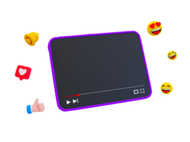 3d minimaal kijkers aantrekken strategie concept. sociaal media uitdrukking. aantrekken klanten door sociaal media. tablet Aan een blanco video scherm. 3d illustratie. png