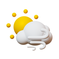 3d minimal väder prognos begrepp. delvis molnig och blåsigt i de morgon- väder ikon. 3d illustration. png