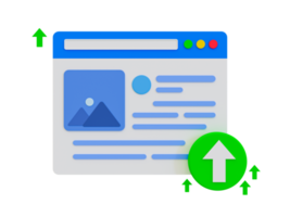 3d minimal trending content. popular content. Viral content. Content trending in social media. articles on the browser with a green rising icon. 3d illustration. png