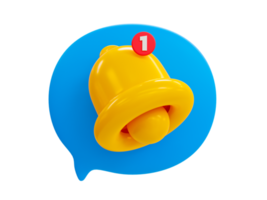 3d minimal Nouveau notification alerte. Nouveau mise à jour rappel. une cloche icône avec message boîte. 3d illustration. png