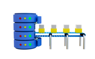 3d minimal base de données connexion. Les données stockage concept. fichier sauvegarde. les documents sont étant stockée dans le base de données. 3d le rendu illustration. png