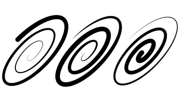 Oval spiral logo, circle vortex line, creative geometric shape sign