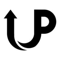 Up letter u and p logo template startup concept arrow up rise heights success vector