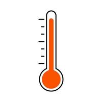 Icon is a red thermometer, sign of high temperature heat is hot siesta vector