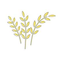 Vector icons spikelets bunch of wheat, flakes. Oatmeal ear. Ruta ears icon cartoon style