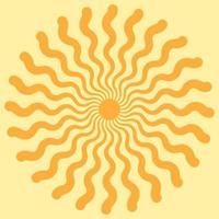 Sun with wavy rays, a symbol good weather and good mood, vector yellow sun with wavy rays