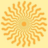 Sun with wavy rays, a symbol good weather and good mood, vector yellow sun with wavy rays