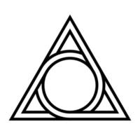 geometrical figure circle inscribed in a triangle, the vector logo tattoos mythological symbol round triangle