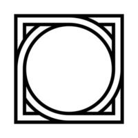 geometric shape pattern circle inscribed in square, vector pattern tattoo symbol sign round square