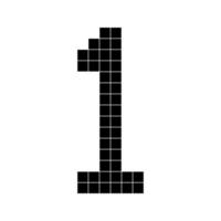 Number 1 one, 3d cube pixel shape minecraft 8 bit vector