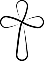 Calligraphy Christian cross, vector calligraphy lines cross