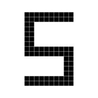 Number 5 five 3d cube pixel shape minecraft 8 bit vector