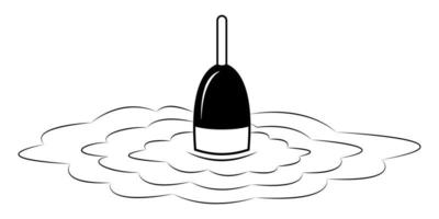 Waves on water from fishing float, fish biting, vibration float vector