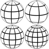 graticule globe Meridian and parallel, vector template graticule ball with lines Earth globe with meridians and longitude 3D sphere vector illustration