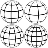 graticule globe Meridian and parallel, vector template graticule ball with lines Earth globe with meridians and longitude 3D sphere vector illustration