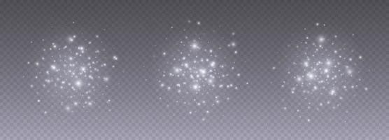 White sparkles, shiny particles light effect, bright glowing stars, cosmic starburst, fairy stardust vector