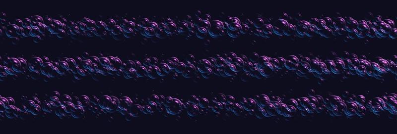 Realistic soap bubbles border, seamless bath lather, blue iridescent shampoo foam isolated on a dark background.