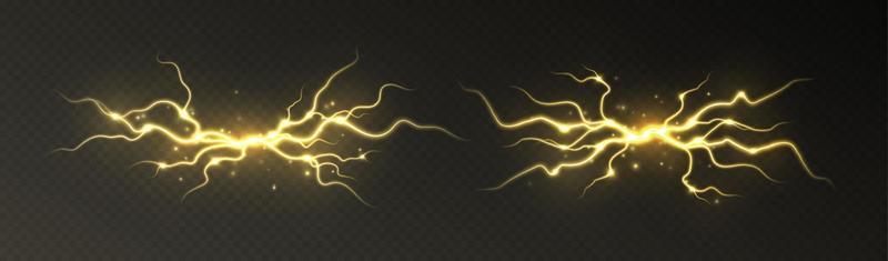 Thunderstorm lightning, thunderbolt strike, realistic electric zipper, energy flash light effect, yellow lightning bolt