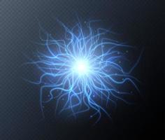 Lightning ball, realistic electric flash, energy burst, bright thunderstorm explosion. vector